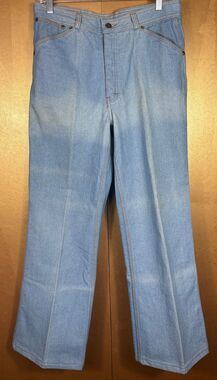 Zeppelin Vintage light wash 70’s/80’s denim jeans sizing tag 34 actual size 30